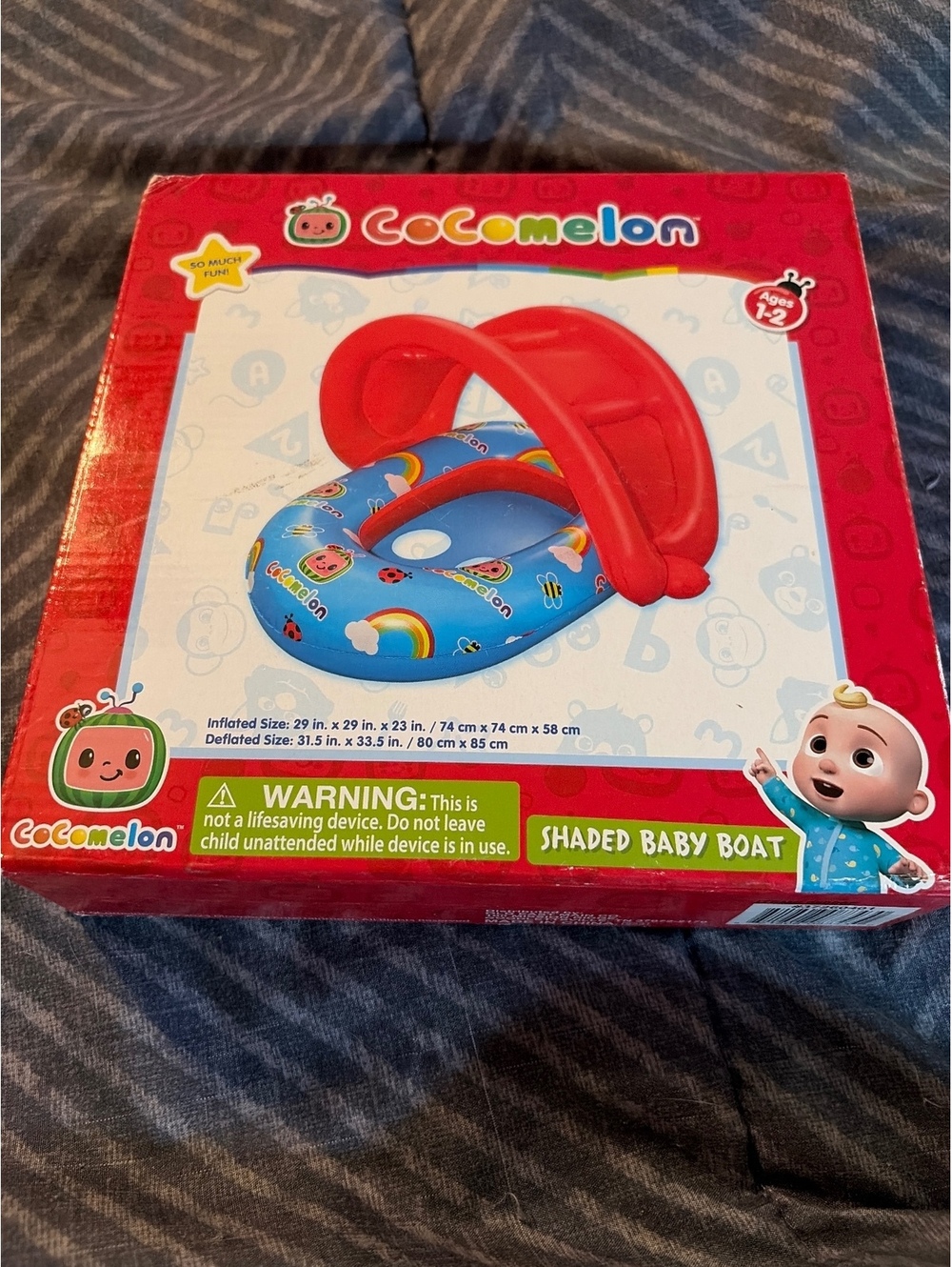 CoComelon Inflatable Shaded Baby Boat with Detachable Sunshade
